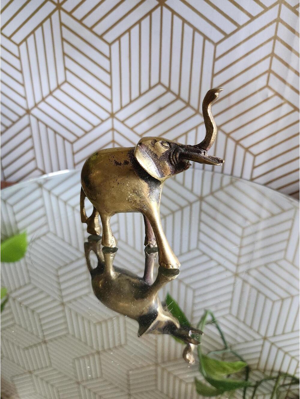 Vintage Solid Brass Elephant